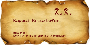 Kaposi Krisztofer névjegykártya